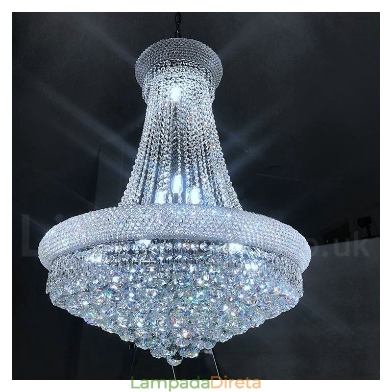 Lustre de cristal K9 clássico tradicional redondo de 2 níveis para