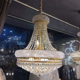 Lustre de cristal K9 clássico tradicional redondo de 2 níveis para