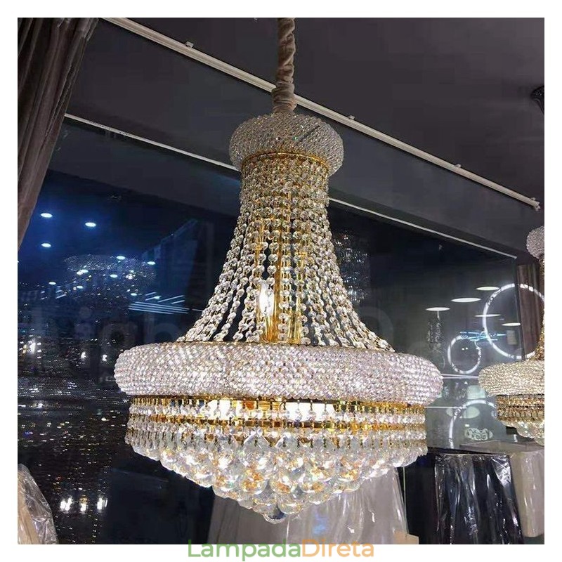 Lustre de cristal K9 clássico tradicional redondo de 2 níveis para