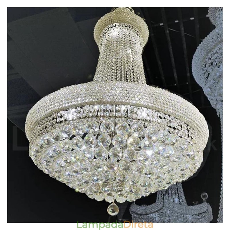 Lustre de cristal K9 clássico tradicional redondo de 2 níveis para