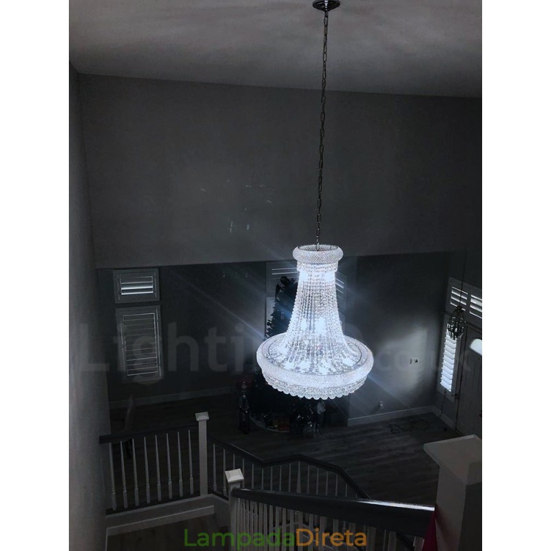 Lustre de cristal K9 clássico tradicional redondo de 2 níveis para