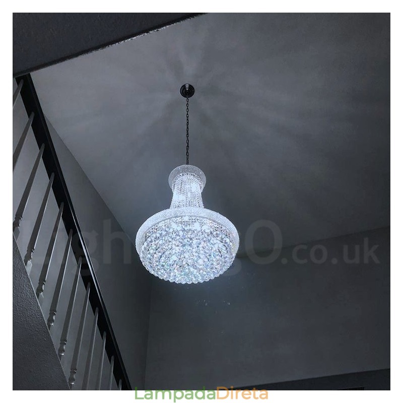 Lustre de cristal K9 clássico tradicional redondo de 2 níveis para