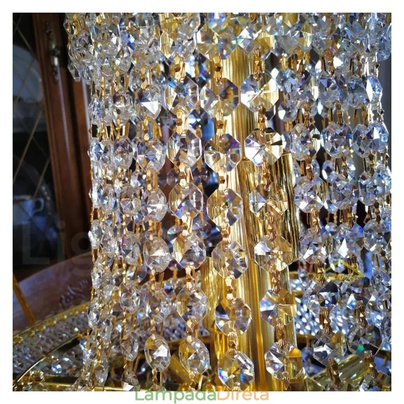 Lustre de cristal K9 clássico tradicional redondo de 2 níveis para