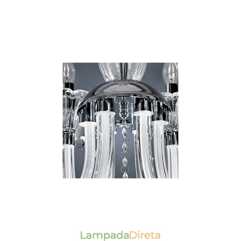 Lustre de Cristal Elegante com 6 Luzes em Bulbo de Vela