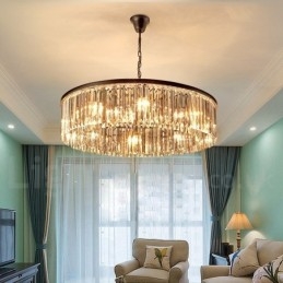 Pós-moderno Luxo Redondo K9 Cristal Pingente Lustre Luzes Salão de Exposição