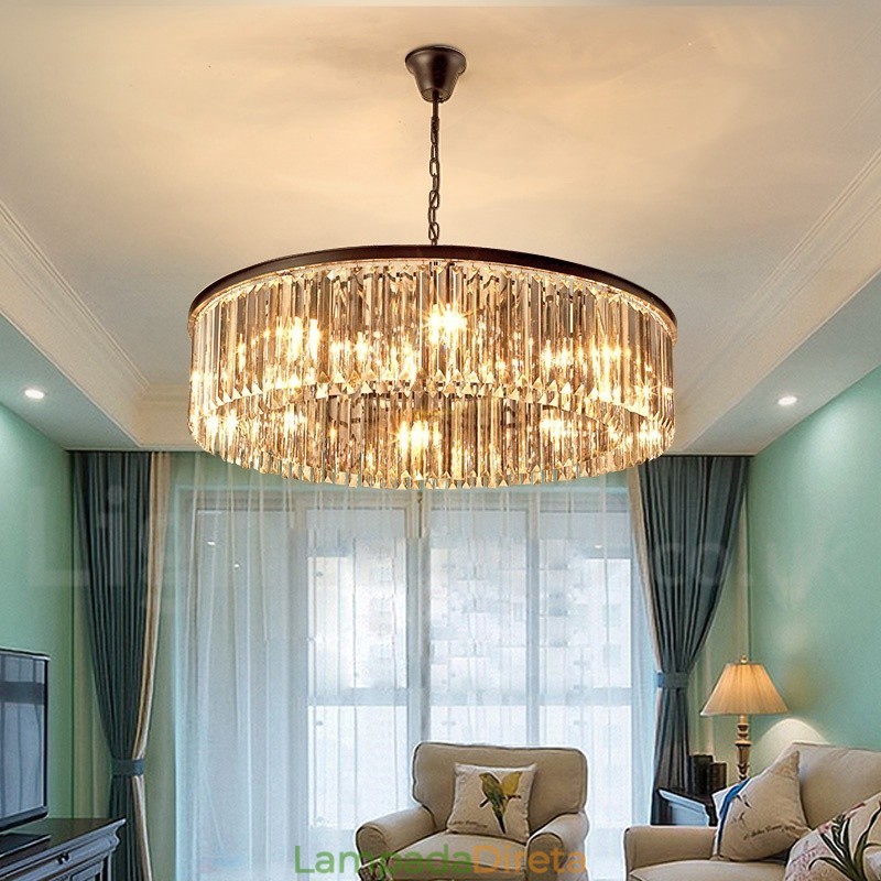 Pós-moderno Luxo Redondo K9 Cristal Pingente Lustre Luzes Salão de Exposição