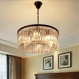 Pós-moderno Luxo Redondo K9 Cristal Pingente Lustre Luzes Salão de Exposição