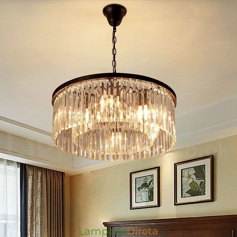 Pós-moderno Luxo Redondo K9 Cristal Pingente Lustre Luzes Salão de Exposição