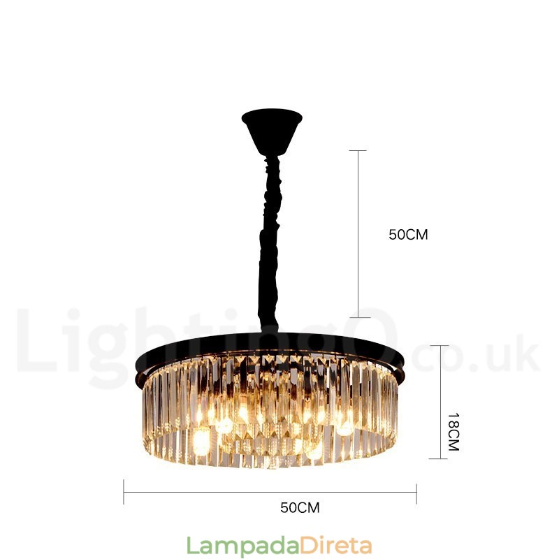 Pós-moderno Luxo Redondo K9 Cristal Pingente Lustre Luzes Salão de Exposição
