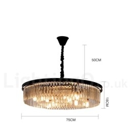 Pós-moderno Luxo Redondo K9 Cristal Pingente Lustre Luzes Salão de Exposição