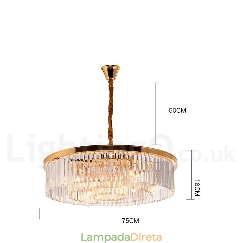 Pós-moderno Luxo Redondo K9 Cristal Pingente Lustre Luzes Salão de Exposição