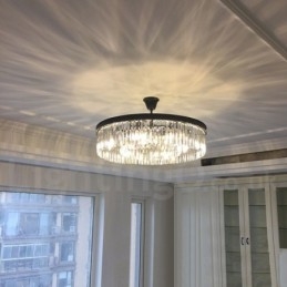 Pós-moderno Luxo Redondo K9 Cristal Pingente Lustre Luzes Salão de Exposição