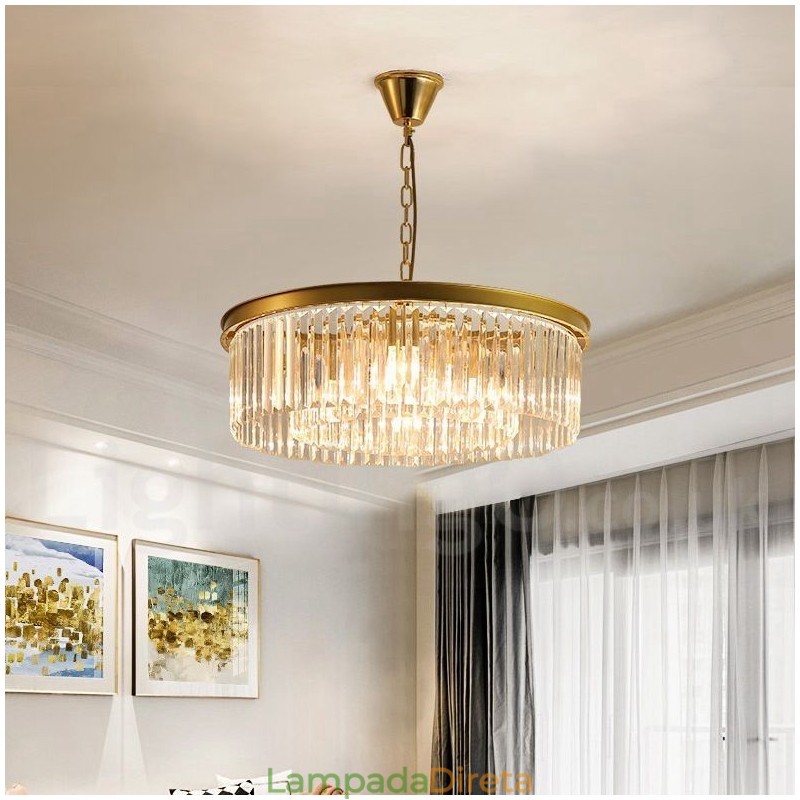 Pós-moderno Luxo Redondo K9 Cristal Pingente Lustre Luzes Salão de Exposição