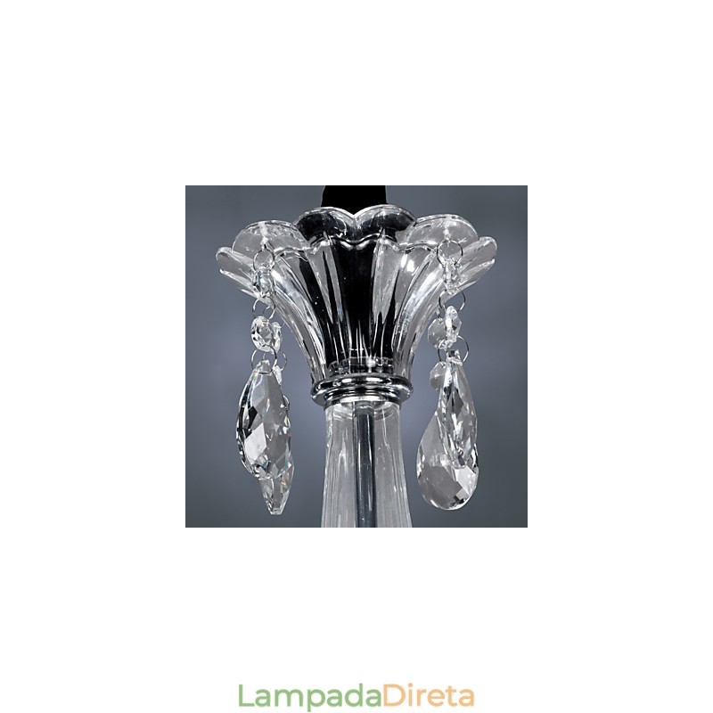 Lustre de Cristal Elegante com 6 Luzes em Bulbo de Vela