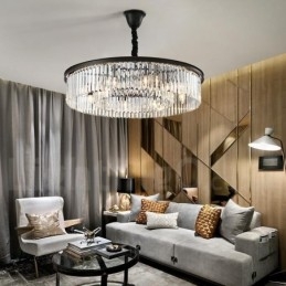 Pós-moderno Luxo Redondo K9 Cristal Pingente Lustre Luzes Salão de Exposição
