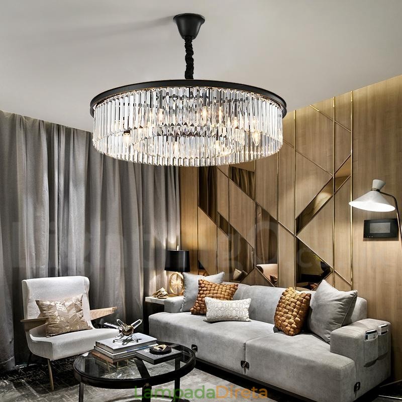 Pós-moderno Luxo Redondo K9 Cristal Pingente Lustre Luzes Salão de Exposição