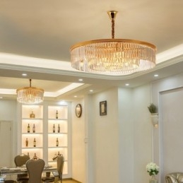 Pós-moderno Luxo Redondo K9 Cristal Pingente Lustre Luzes Salão de Exposição