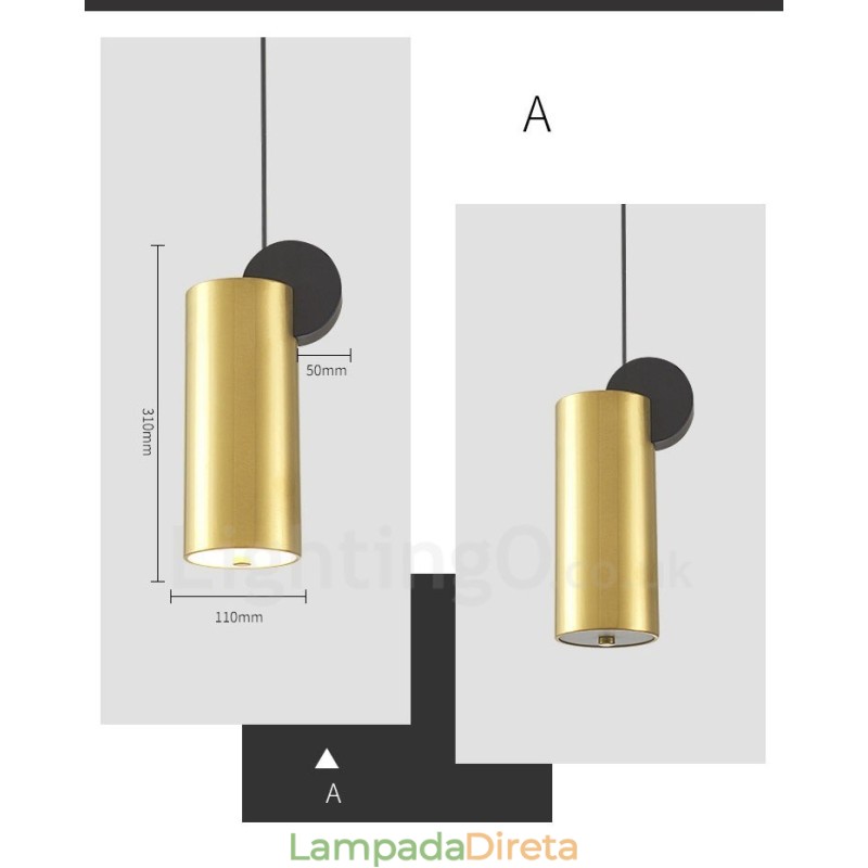 4 estilos de luz pendente pós-moderna dourada e preta