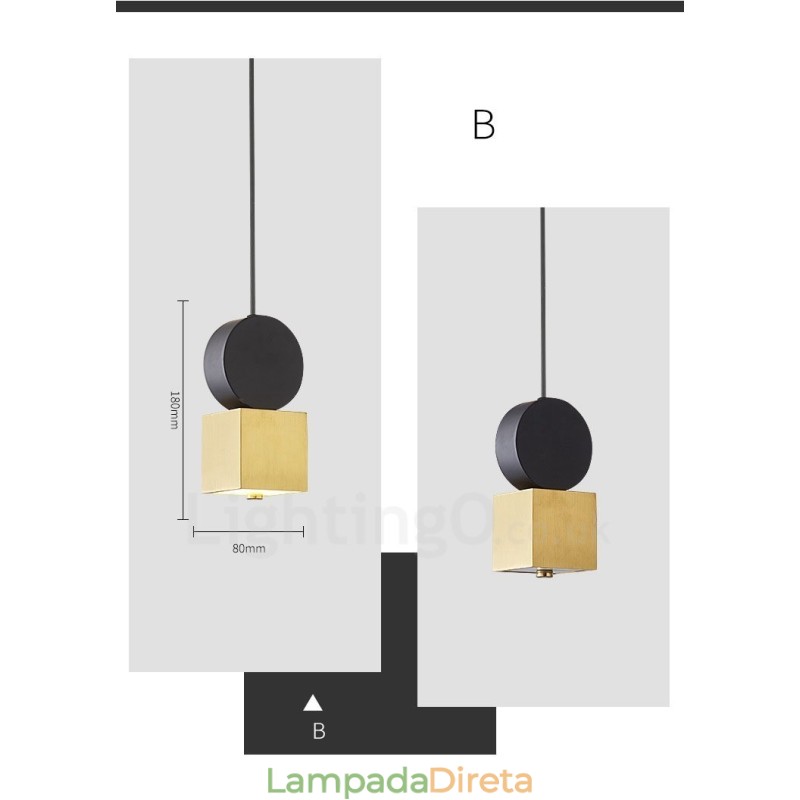 4 estilos de luz pendente pós-moderna dourada e preta