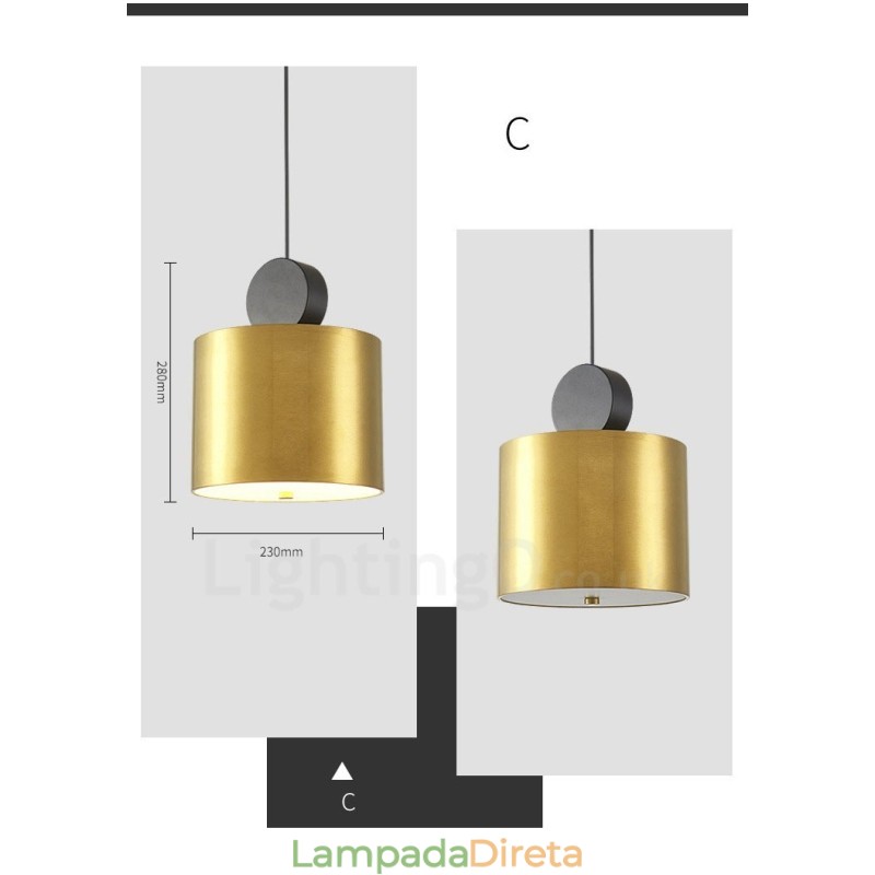4 estilos de luz pendente pós-moderna dourada e preta