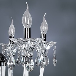 Lustre de Cristal Elegante com 6 Luzes em Bulbo de Vela