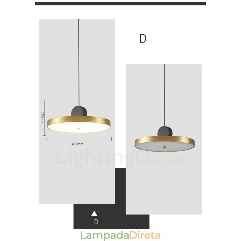4 estilos de luz pendente pós-moderna dourada e preta