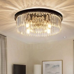Pós-moderno Luxo Redondo K9 Cristal Montagem Embutida Teto Luz Exposição Hall