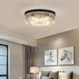 Pós-moderno Luxo Redondo K9 Cristal Montagem Embutida Teto Luz Exposição Hall
