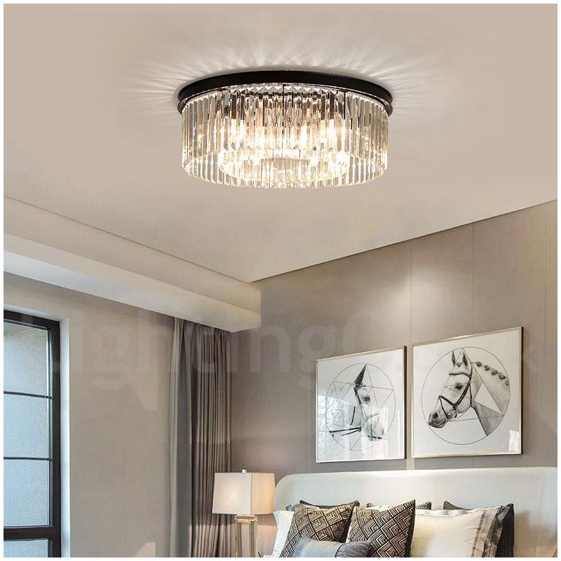 Pós-moderno Luxo Redondo K9 Cristal Montagem Embutida Teto Luz Exposição Hall