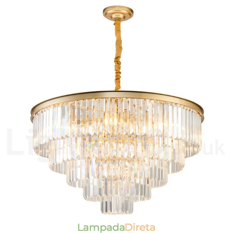 Pós-moderno Luxo Redondo K9 Cristal Pingente Lustre Luzes Salão de Exposição
