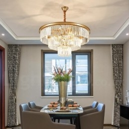 Pós-moderno Luxo Redondo K9 Cristal Pingente Lustre Luzes Salão de Exposição