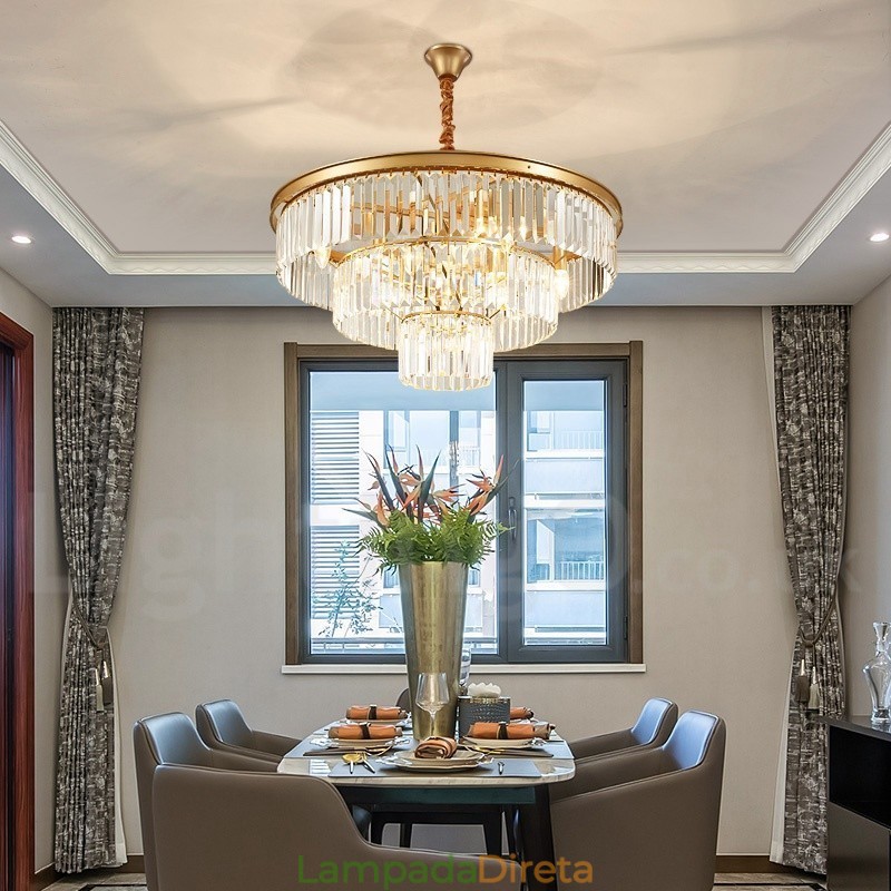 Pós-moderno Luxo Redondo K9 Cristal Pingente Lustre Luzes Salão de Exposição