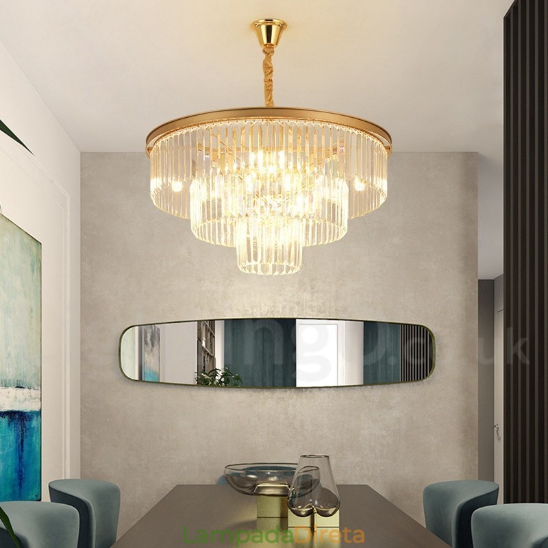 Pós-moderno Luxo Redondo K9 Cristal Pingente Lustre Luzes Salão de Exposição
