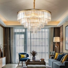 Pós-moderno Luxo Redondo K9 Cristal Pingente Lustre Luzes Salão de Exposição
