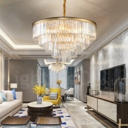 Pós-moderno Luxo Redondo K9 Cristal Pingente Lustre Luzes Salão de Exposição