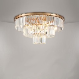 Pós-moderno Luxo Redondo K9 Cristal Montagem Embutida Teto Luz Exposição Hall