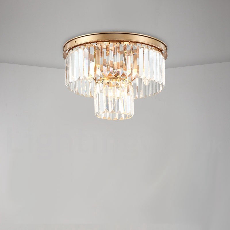 Pós-moderno Luxo Redondo K9 Cristal Montagem Embutida Teto Luz Exposição Hall