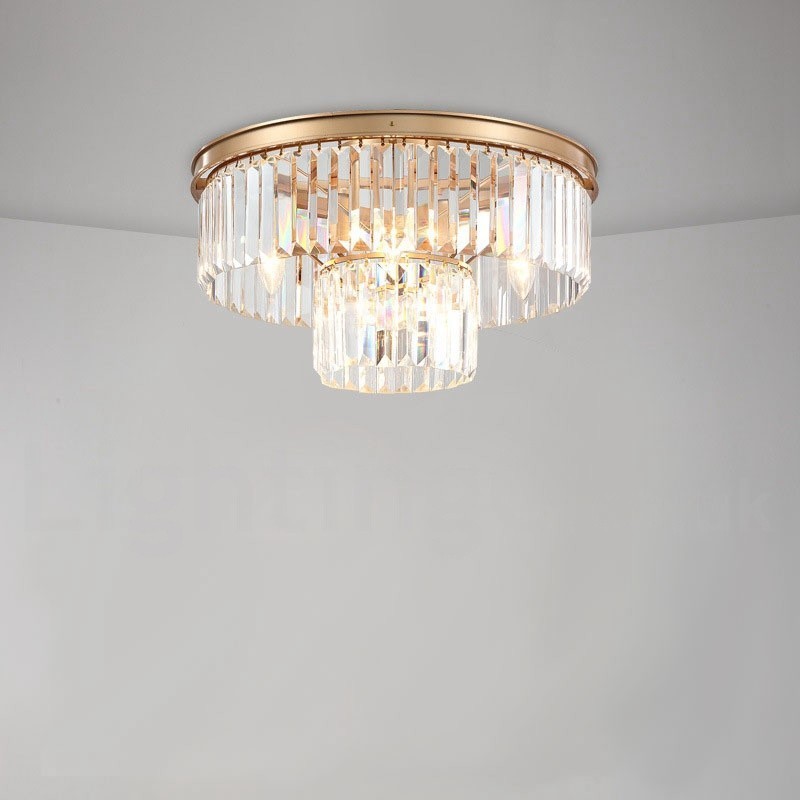 Pós-moderno Luxo Redondo K9 Cristal Montagem Embutida Teto Luz Exposição Hall