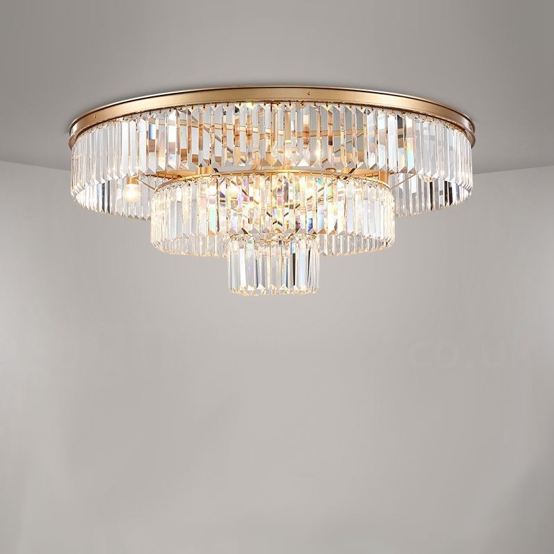 Pós-moderno Luxo Redondo K9 Cristal Montagem Embutida Teto Luz Exposição Hall