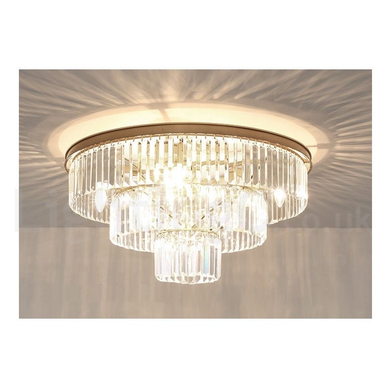Pós-moderno Luxo Redondo K9 Cristal Montagem Embutida Teto Luz Exposição Hall