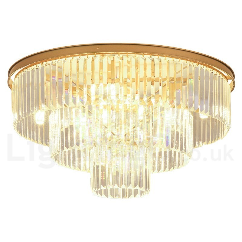Pós-moderno Luxo Redondo K9 Cristal Montagem Embutida Teto Luz Exposição Hall