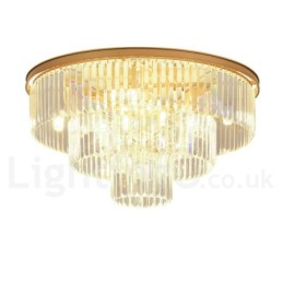 Pós-moderno Luxo Redondo K9 Cristal Montagem Embutida Teto Luz Exposição Hall