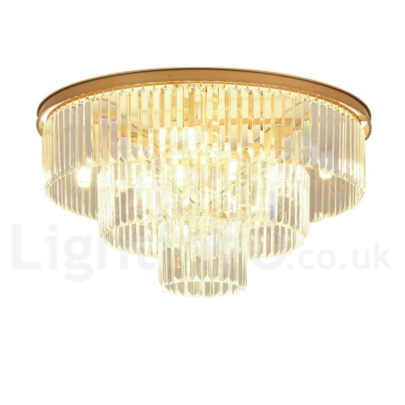 Pós-moderno Luxo Redondo K9 Cristal Montagem Embutida Teto Luz Exposição Hall