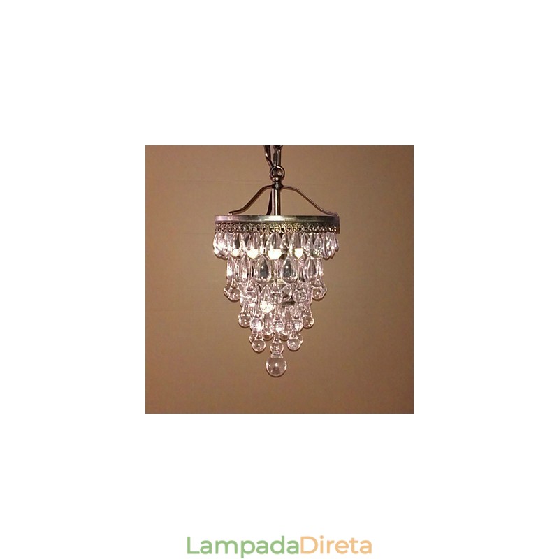 Pingente moderno com contas de cristal com 1 luz e luminária de cor antiga