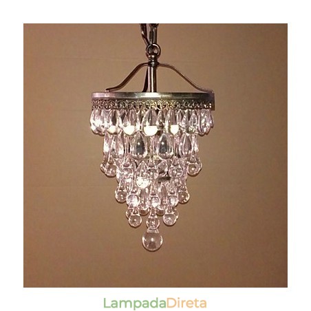 Pingente moderno com contas de cristal com 1 luz e luminária de cor antiga Pingente moderno com contas de cristal com 1 luz e luminária de cor antiga