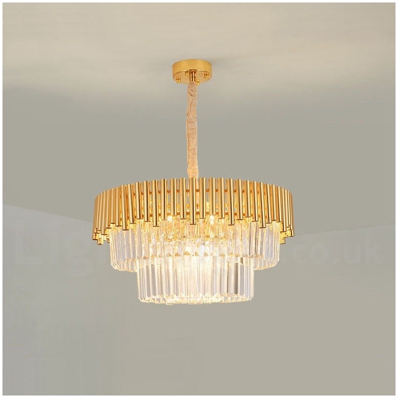 Pós-moderno Ouro Luxo Redondo K9 Cristal Pingente Lustre Luzes Salão de Exposição
