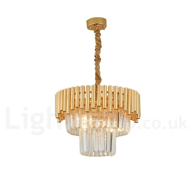 Pós-moderno Ouro Luxo Redondo K9 Cristal Pingente Lustre Luzes Salão de Exposição