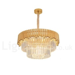 Pós-moderno Ouro Luxo Redondo K9 Cristal Pingente Lustre Luzes Salão de Exposição