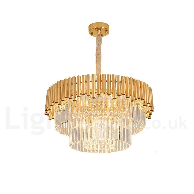 Pós-moderno Ouro Luxo Redondo K9 Cristal Pingente Lustre Luzes Salão de Exposição
