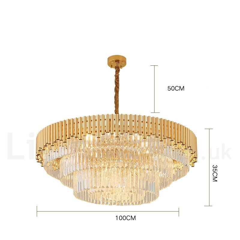 Pós-moderno Ouro Luxo Redondo K9 Cristal Pingente Lustre Luzes Salão de Exposição